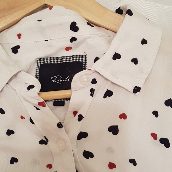 Rails Tops - 2/$60 Rails white hearts shirt  XS long sleeve